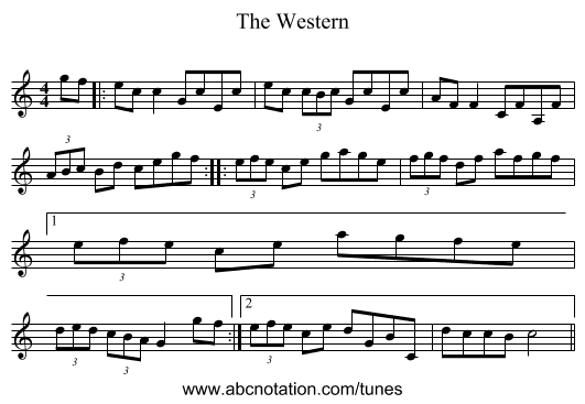 The Western - staff notation
