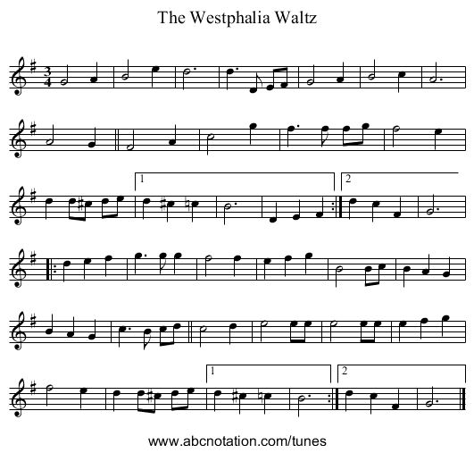 The Westphalia Waltz - staff notation