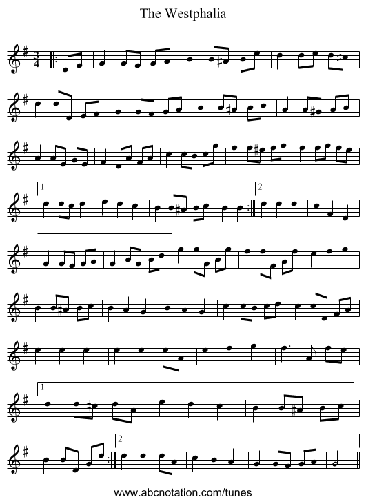 The Westphalia - staff notation