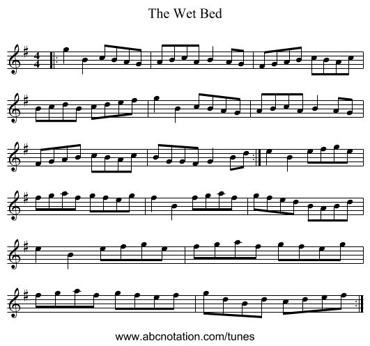 The Wet Bed - staff notation
