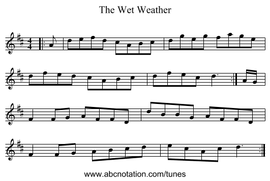 The Wet Weather - staff notation