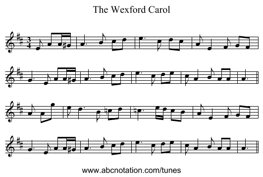 The Wexford Carol - staff notation