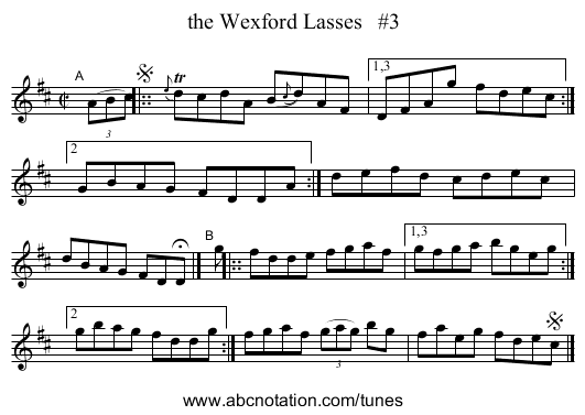 the Wexford Lasses   #3 - staff notation