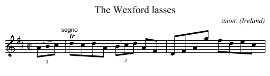 The Wexford lasses - staff notation