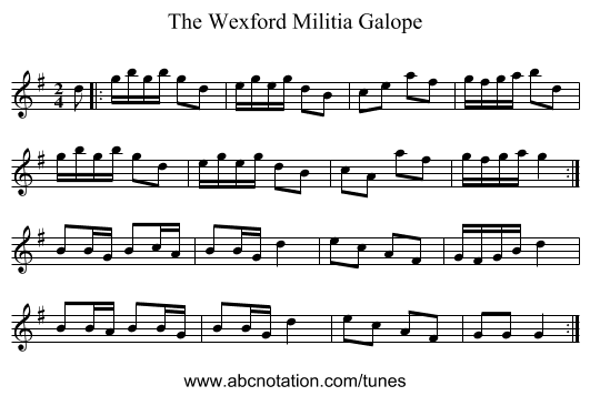 The Wexford Militia Galope - staff notation
