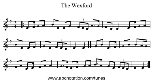 The Wexford - staff notation
