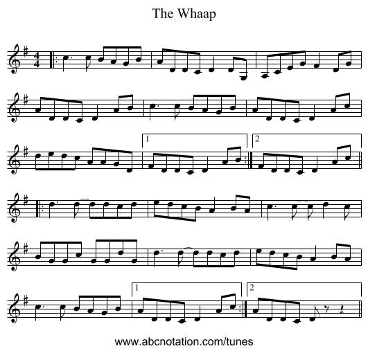 The Whaap - staff notation