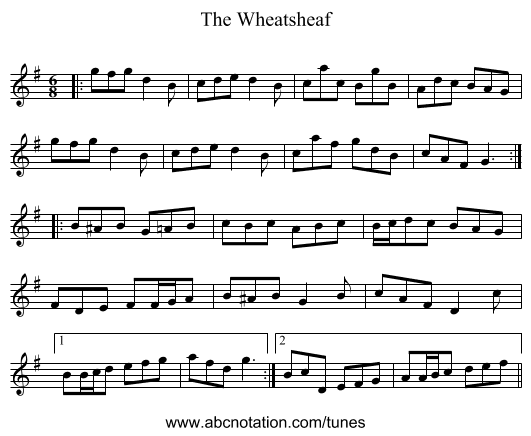 The Wheatsheaf - staff notation