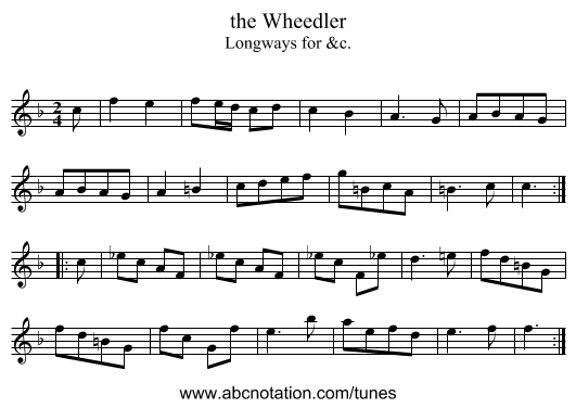 the Wheedler - staff notation