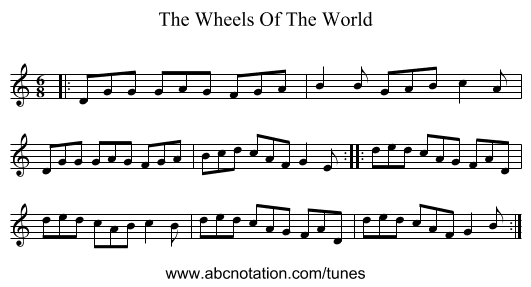 The Wheels Of The World - staff notation