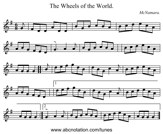 The Wheels of the World. - staff notation