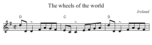 The wheels of the world - staff notation