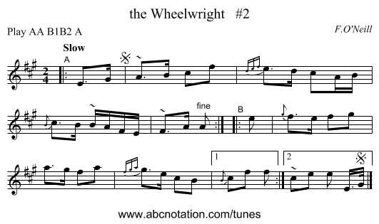 the Wheelwright #2 - staff notation