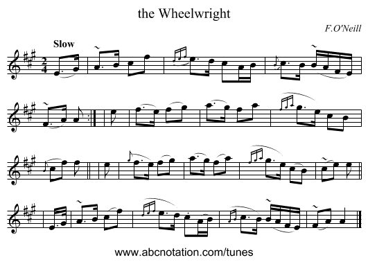 the Wheelwright - staff notation