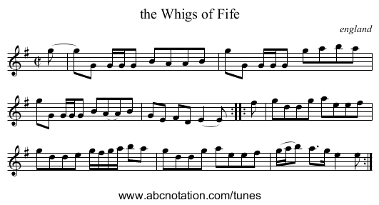 the Whigs of Fife - staff notation