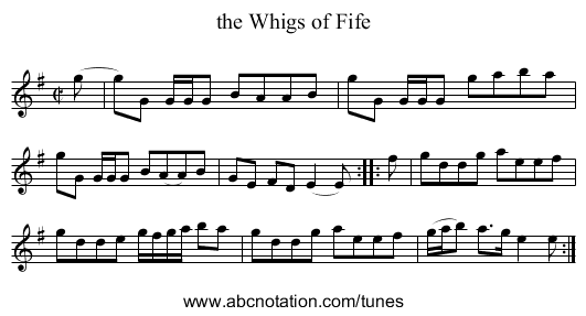the Whigs of Fife - staff notation