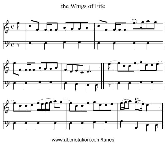 the Whigs of Fife - staff notation