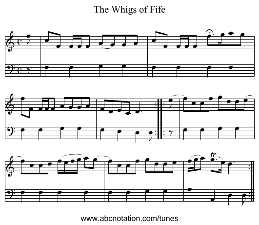 The Whigs of Fife - staff notation