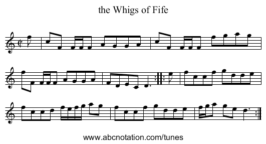 the Whigs of Fife - staff notation