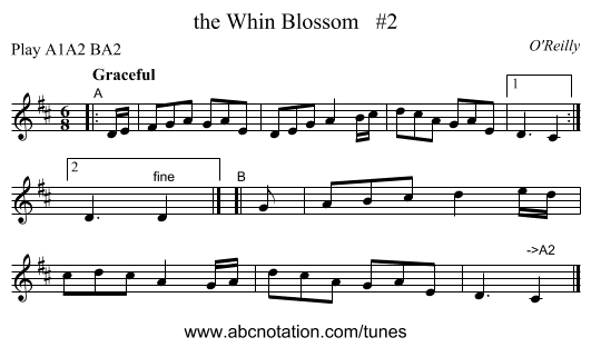 the Whin Blossom #2 - staff notation