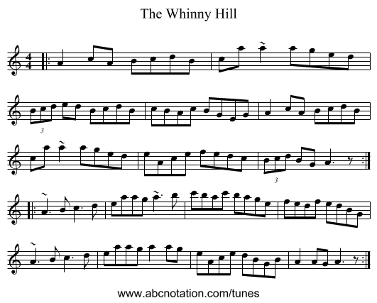 The Whinny Hill - staff notation