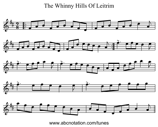 The Whinny Hills Of Leitrim - staff notation