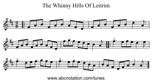 The Whinny Hills Of Leitrim - staff notation