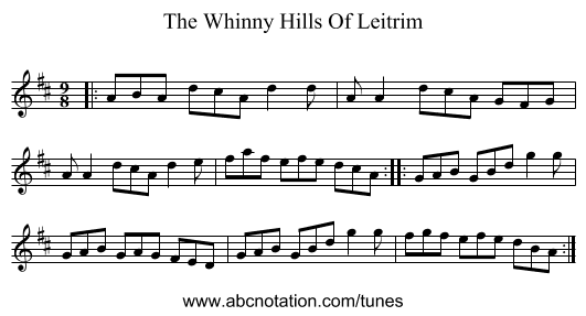 The Whinny Hills Of Leitrim - staff notation