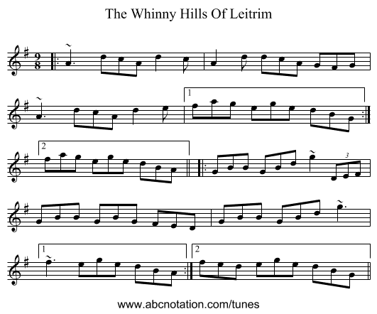 The Whinny Hills Of Leitrim - staff notation
