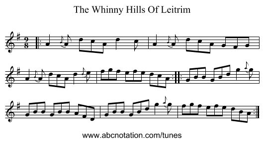 The Whinny Hills Of Leitrim - staff notation