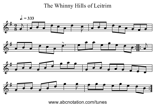 The Whinny Hills of Leitrim - staff notation