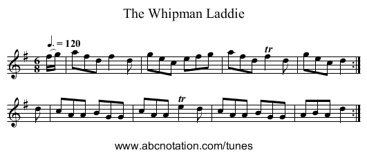 The Whipman Laddie - staff notation