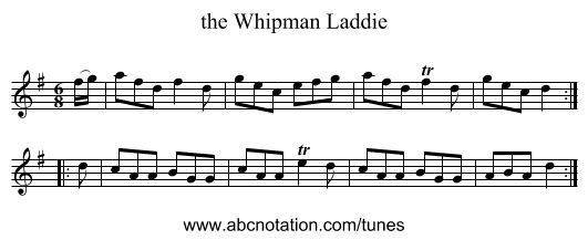 the Whipman Laddie - staff notation