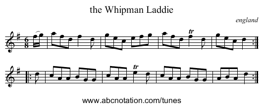 the Whipman Laddie - staff notation