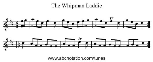 The Whipman Laddie - staff notation