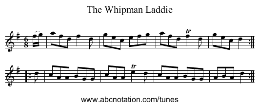 The Whipman Laddie - staff notation