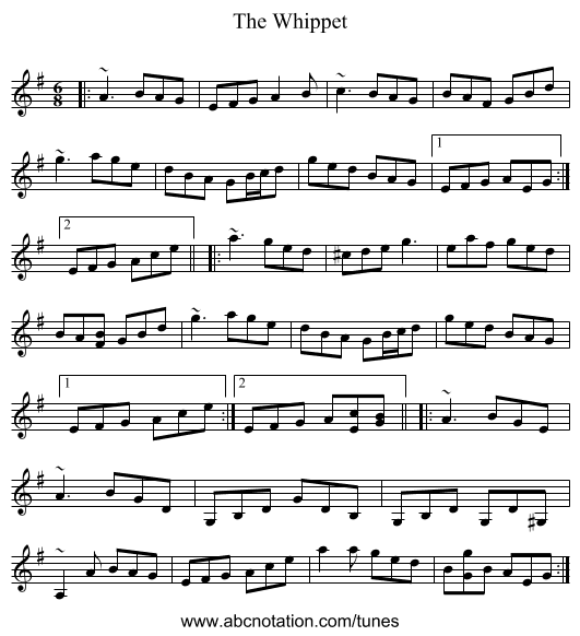 The Whippet - staff notation