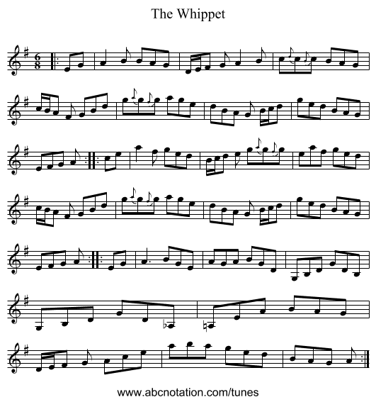 The Whippet - staff notation