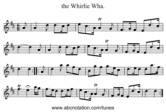 the Whirlie Wha. - staff notation