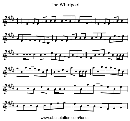 The Whirlpool - staff notation