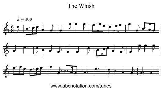 The Whish - staff notation