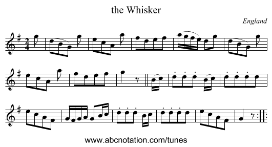 the Whisker - staff notation