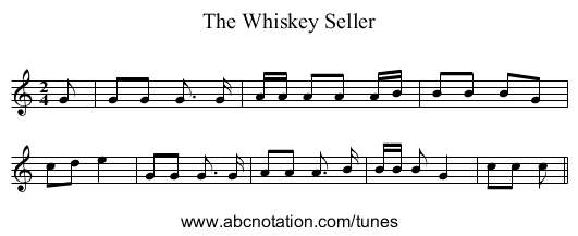 The Whiskey Seller - staff notation