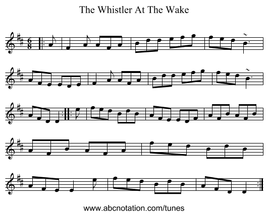 The Whistler At The Wake - staff notation