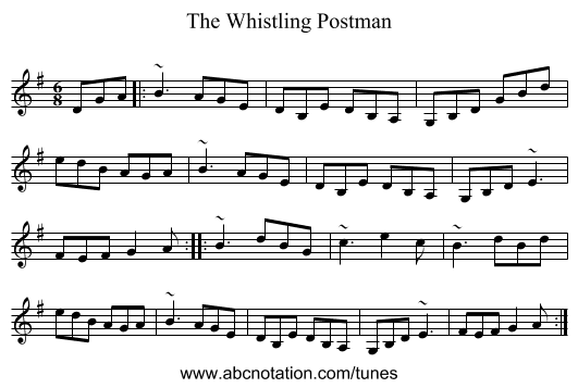 The Whistling Postman - staff notation