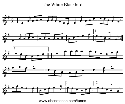 The White Blackbird - staff notation