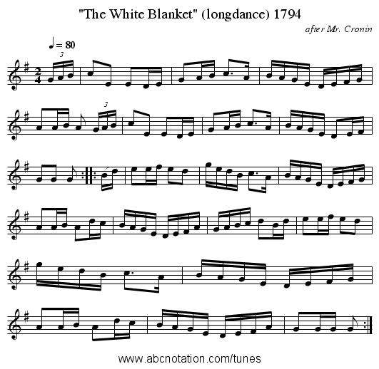 The White Blanket (longdance) 1794 - staff notation