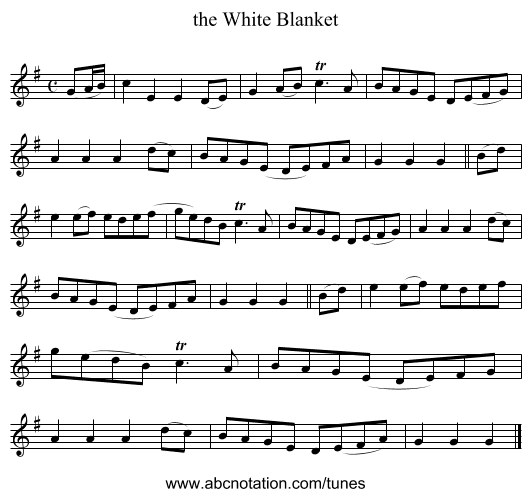 the White Blanket - staff notation
