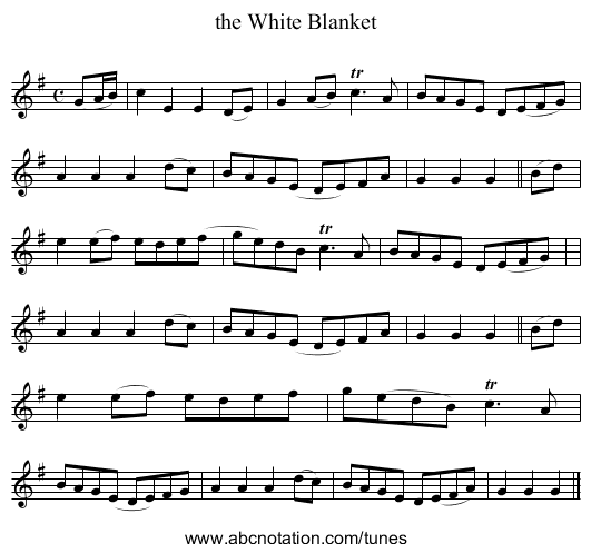 the White Blanket - staff notation