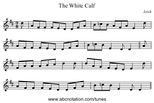 The White Calf - staff notation